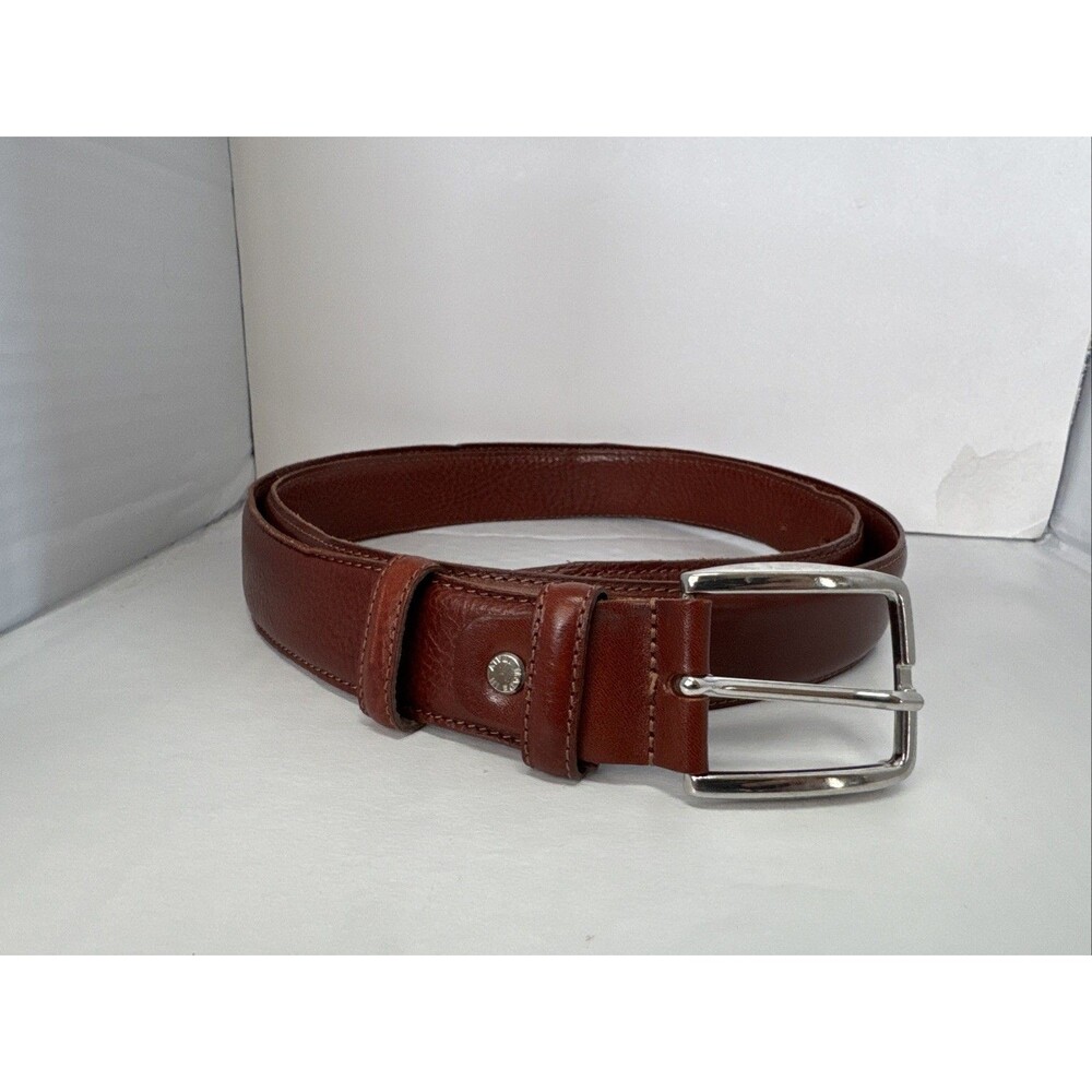 Vera Pelle Mens 52β / 130 Belt Brown Leather Hand Made Made In Italy Width 1.25β